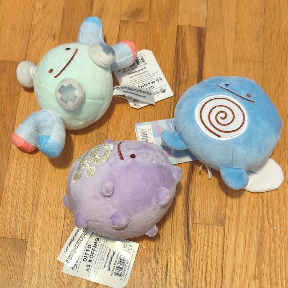RARE + VALUABLE Pokemon Ditto Plush Trio - Magnemite, Polywag and Koffing